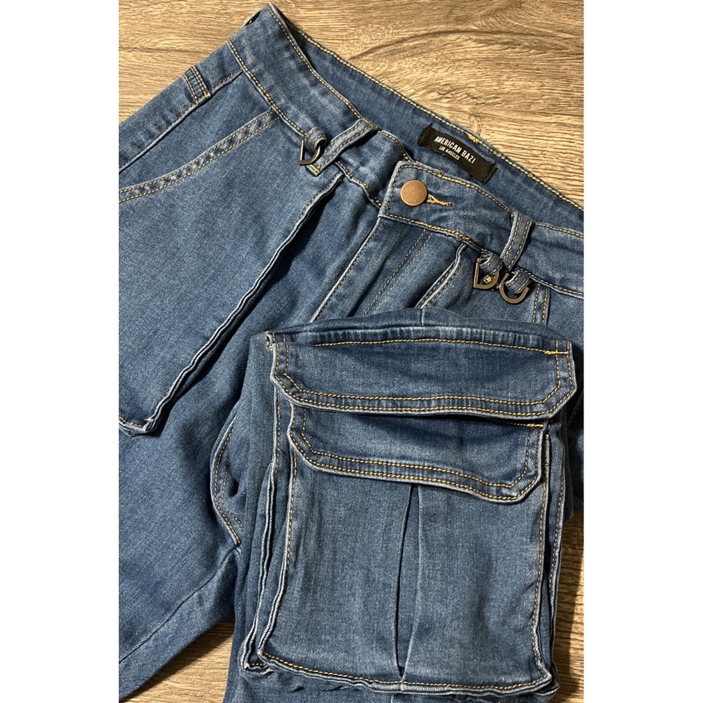 American Bazi Women's Cargo Pocket HighRise Stretch Denim Jogger Small (24x30)